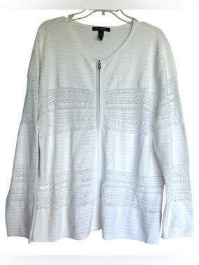 Lauren Ralph Lauren woman’s knit cardigan white 2x sweater full zip plus size
